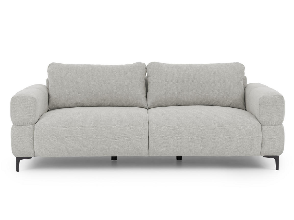 TROJMIESTNA POHOVKA Cardea v bublinkovom vzhľade z mäkkej svetlosivej štruktúrovanej látky - čierna/svetlosivá, kov/drevo (217/80/97cm) - S-Style Möbel