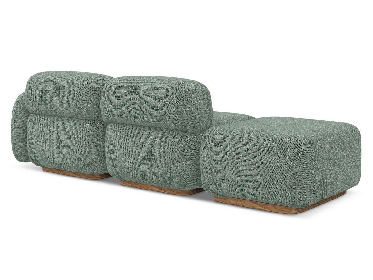 3-SITZER SOFA Links Strukturstoff Stoff Grün - Braun/Hellgrün, Holz/Textil (258/73/95cm) - Makamii