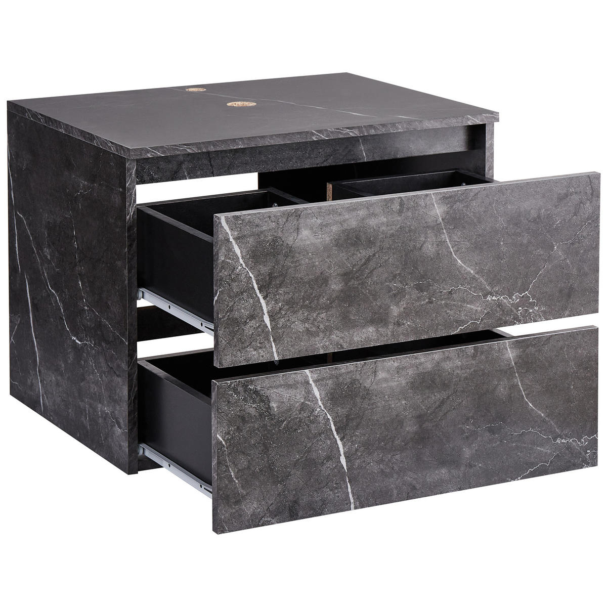 WASCHBECKENUNTERSCHRANK wandmontiertk 60 cm Schwarzer Marmor Serra - Schwarz, Holzwerkstoff (60/47/47cm) - Beliani