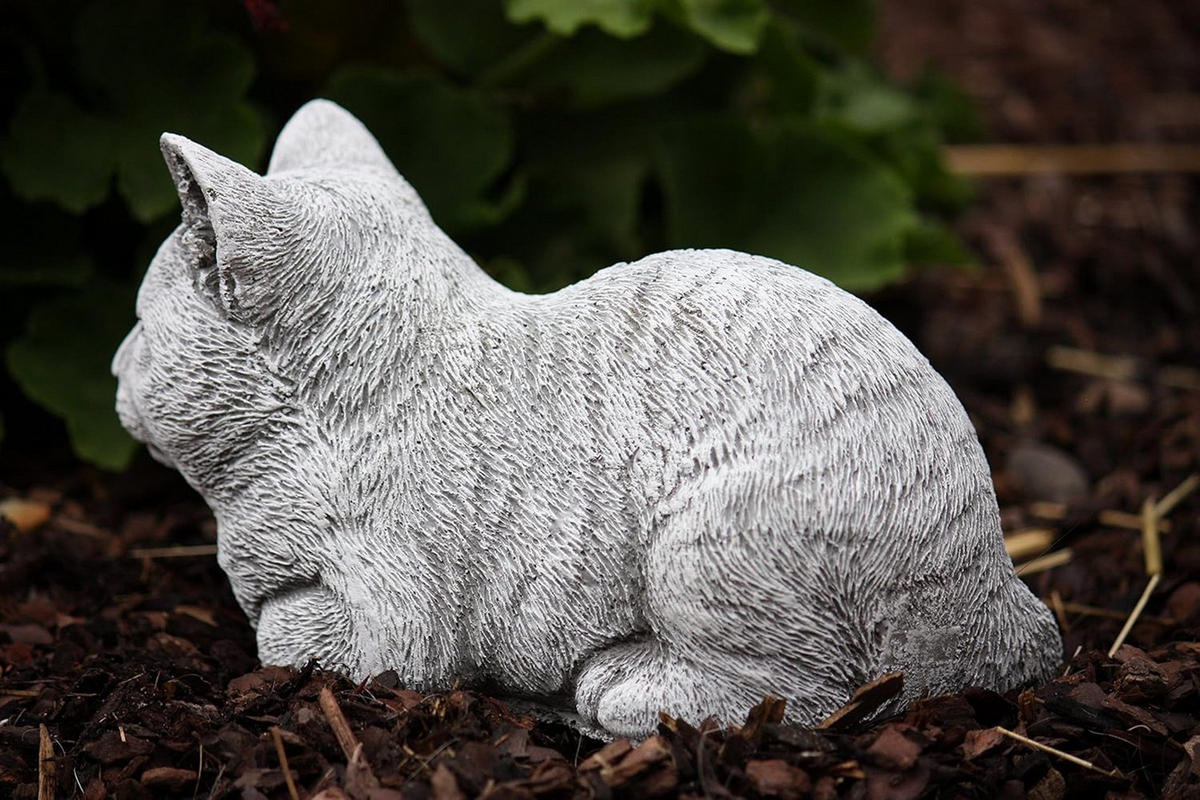STEINFIGUR Katze Nappy ruhend massiver Steinguss frostsicher - Grau, Stein (8/11/20cm) - stoneandstyle