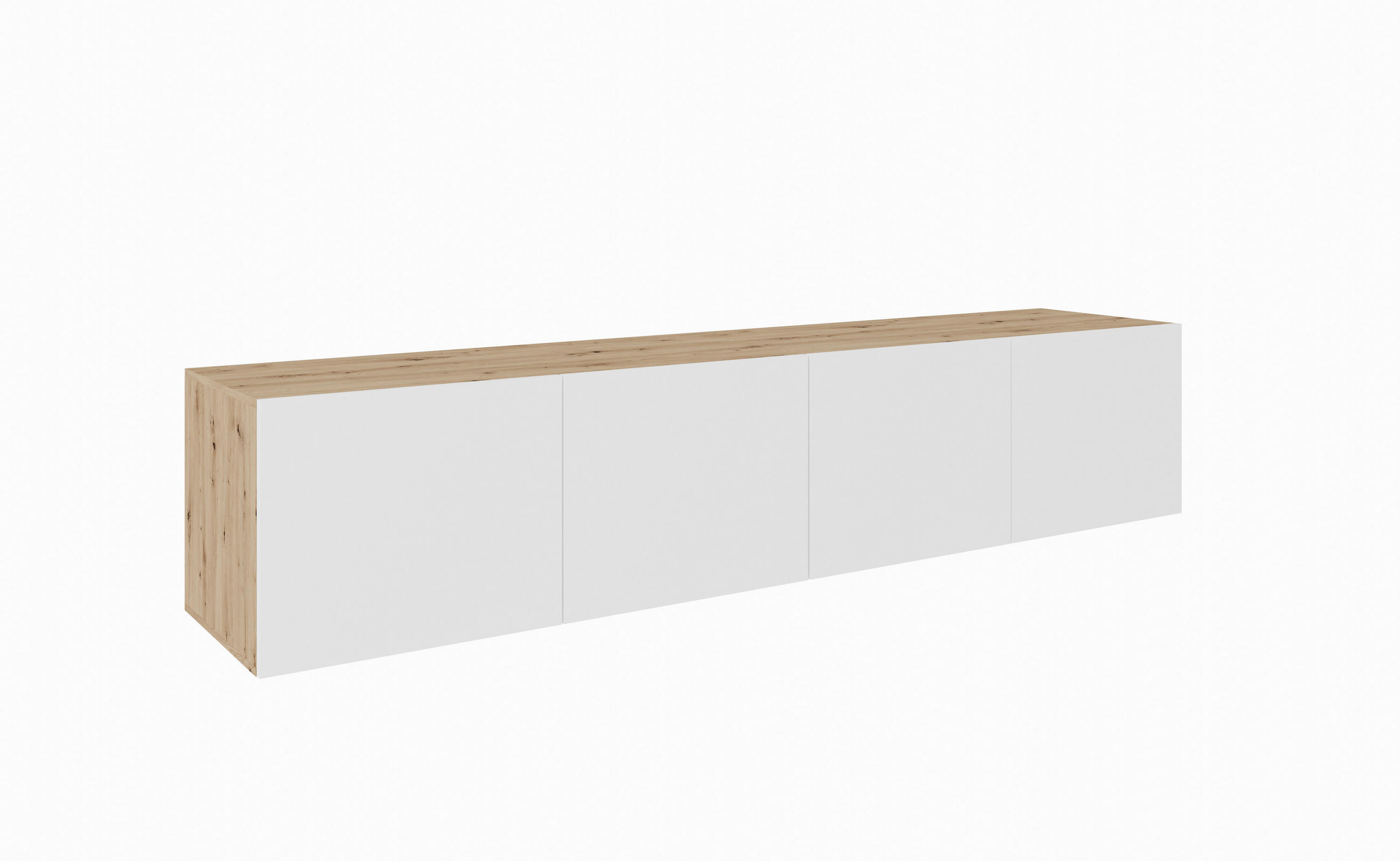 Meblini Tv-Schrank Eiche Artisan, Weiß 200x41x40 cm