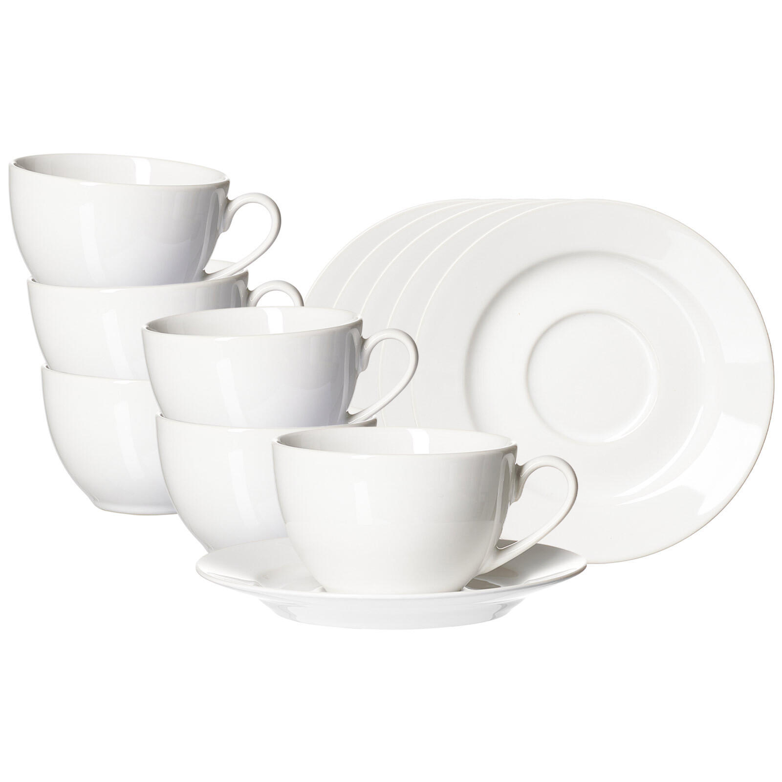 KAFFEETASSEN MIT UNTERTASSEN Volos weiß 220 ml 6er Set - Weiß, Keramik (15.5/8/15.5cm) - Ritzenhoff Breker