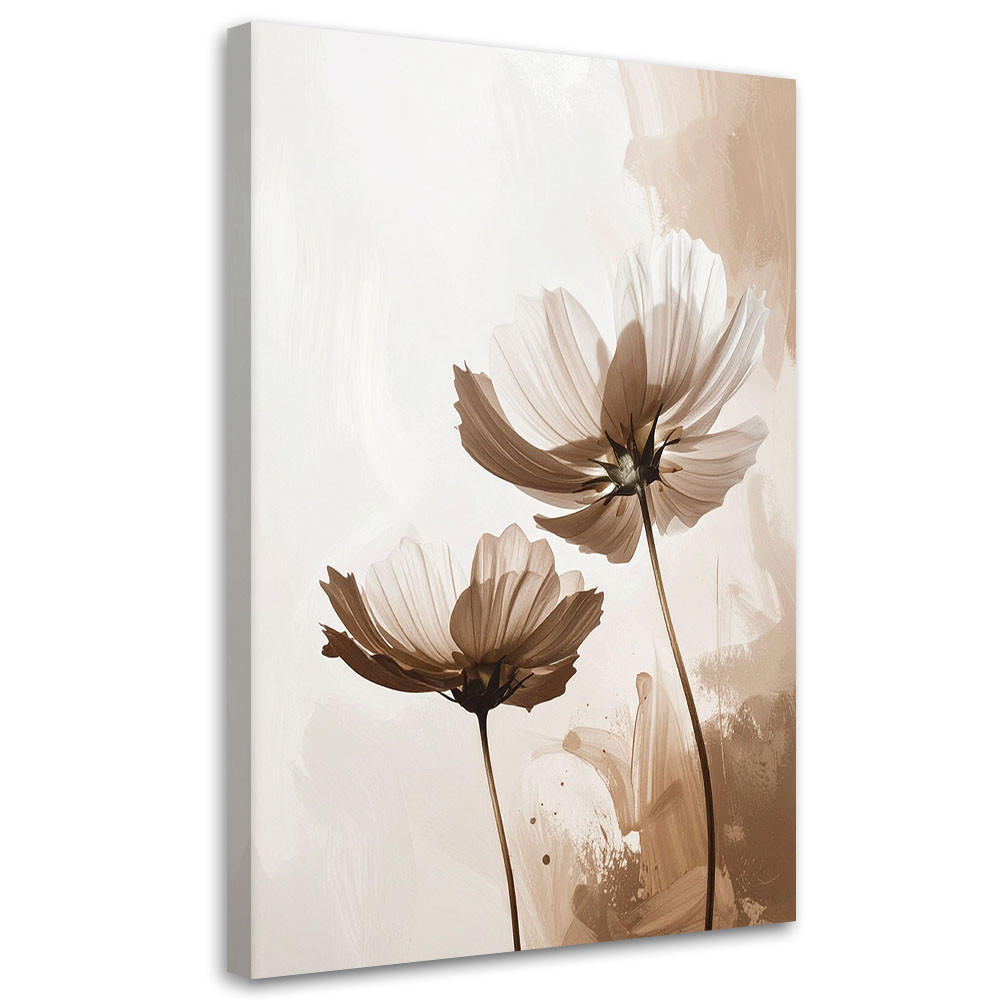 WANDBILD, Beige Blumen in einer minimalistischen subtilen Komposition - Beige, Textil (20/30cm) - Feeby