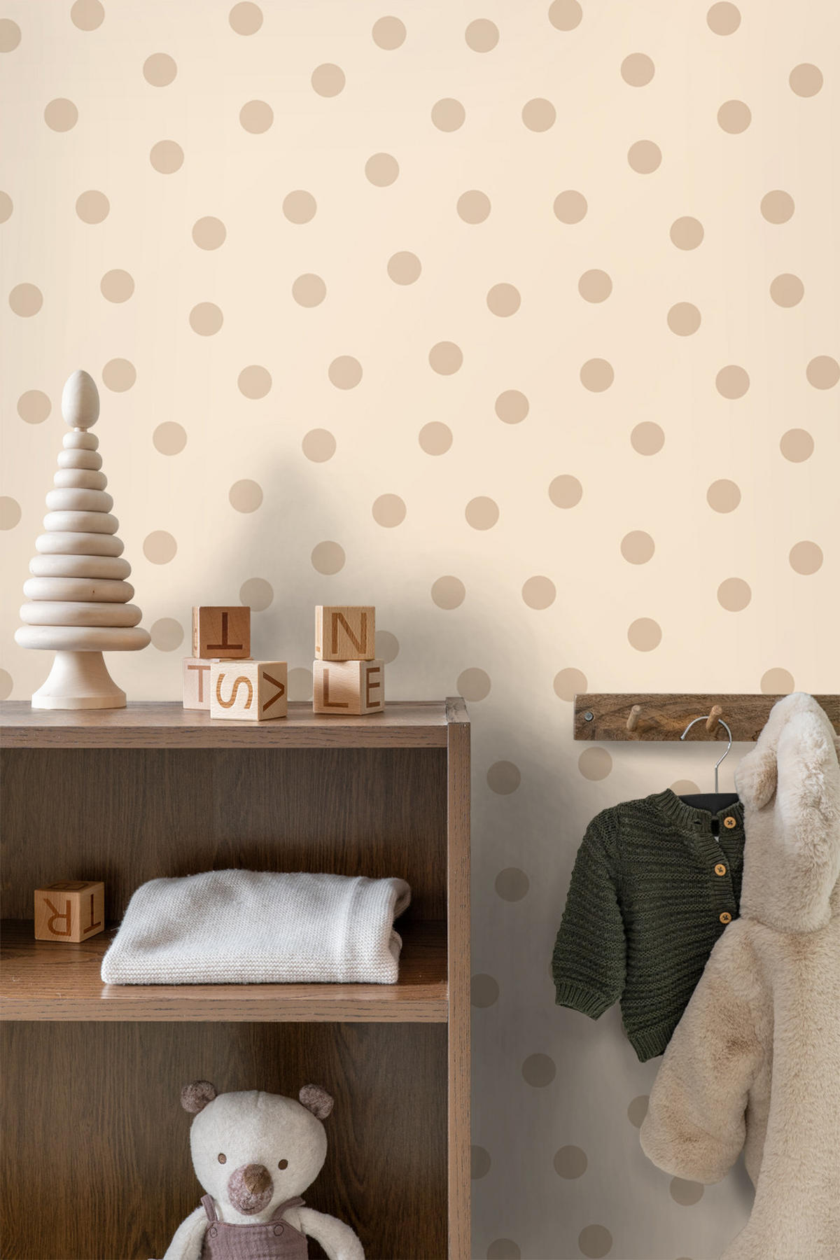 TAPETE Punkte 53 cm x 10.05 m - Beige, Papier (53/0.1cm) - ESTAhome