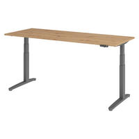SCHREIBTISCH elektrisch XBHM 80/200/74 cm in Wildeiche/Graphitfarben - Wildeiche/Graphitfarben, Holzwerkstoff (80/200/74cm) - bümö