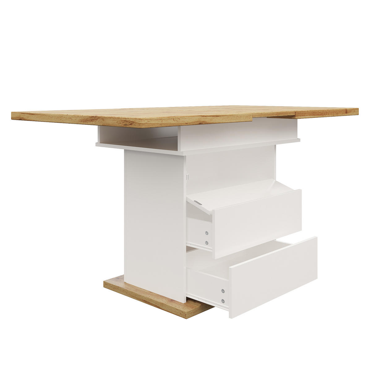 ESSTISCH 110–140/80/75 cm, Weiß - Naturfarben/Weiß, Holzwerkstoff (140/80/75cm)
