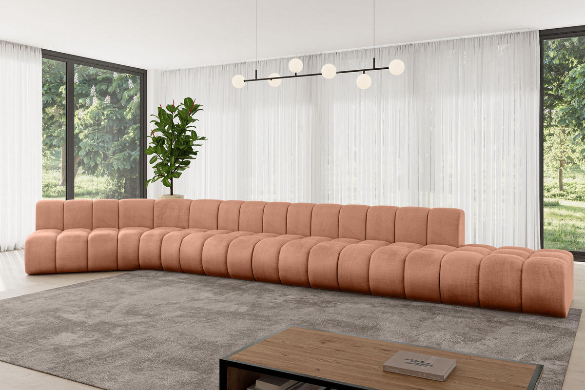 ECKSOFA modulares Sofa Brilo-L3 - 562x174x70 cm Apricot - Koralle, Holzwerkstoff/Textil (562/174cm) - ALTDECOR