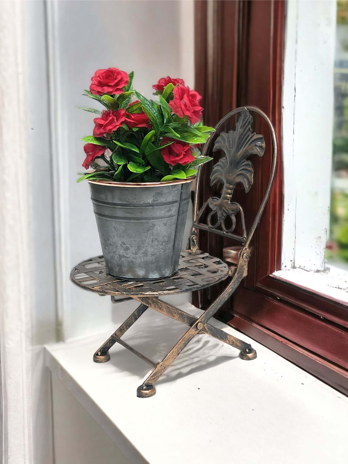 BLUMENHOCKER klappbar Metall Gold 20/22/32 cm - Braun, Metall (20/32/22cm) - DanDiBo