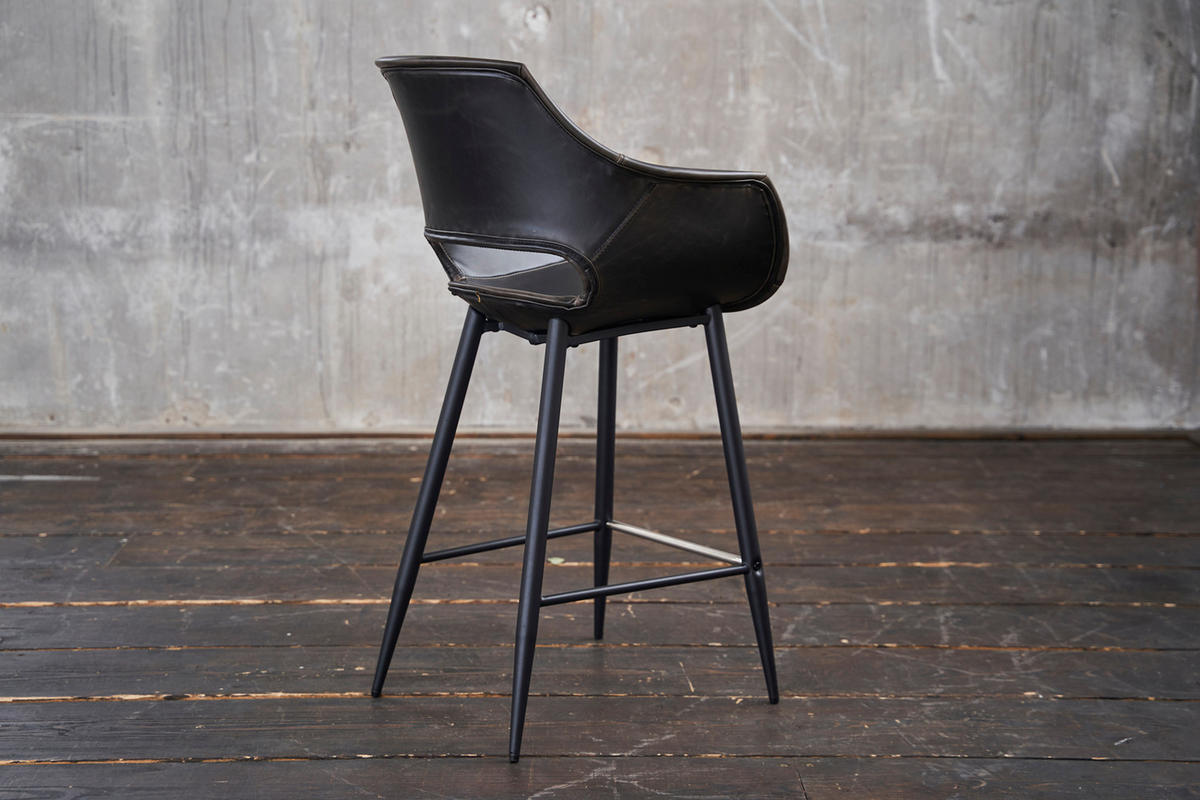 BARHOCKER ZAJA Schwarz Kunstleder - Schwarz, Leder (57/114/59cm) - KAWOLA