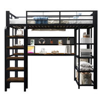 HOCHBETT mit Schreibtisch 90x200 cm Metall Holz Schwarz - Schwarz, Metall (90/200cm) - Meubliv
