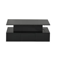 KONFERENČNÍ stolek 100/50/40 cm černý z MDF s LED, výklopnou deskou a úložným prostorem - barva dubu, kompozitní dřevo (100/50/40cm) - OKWISH