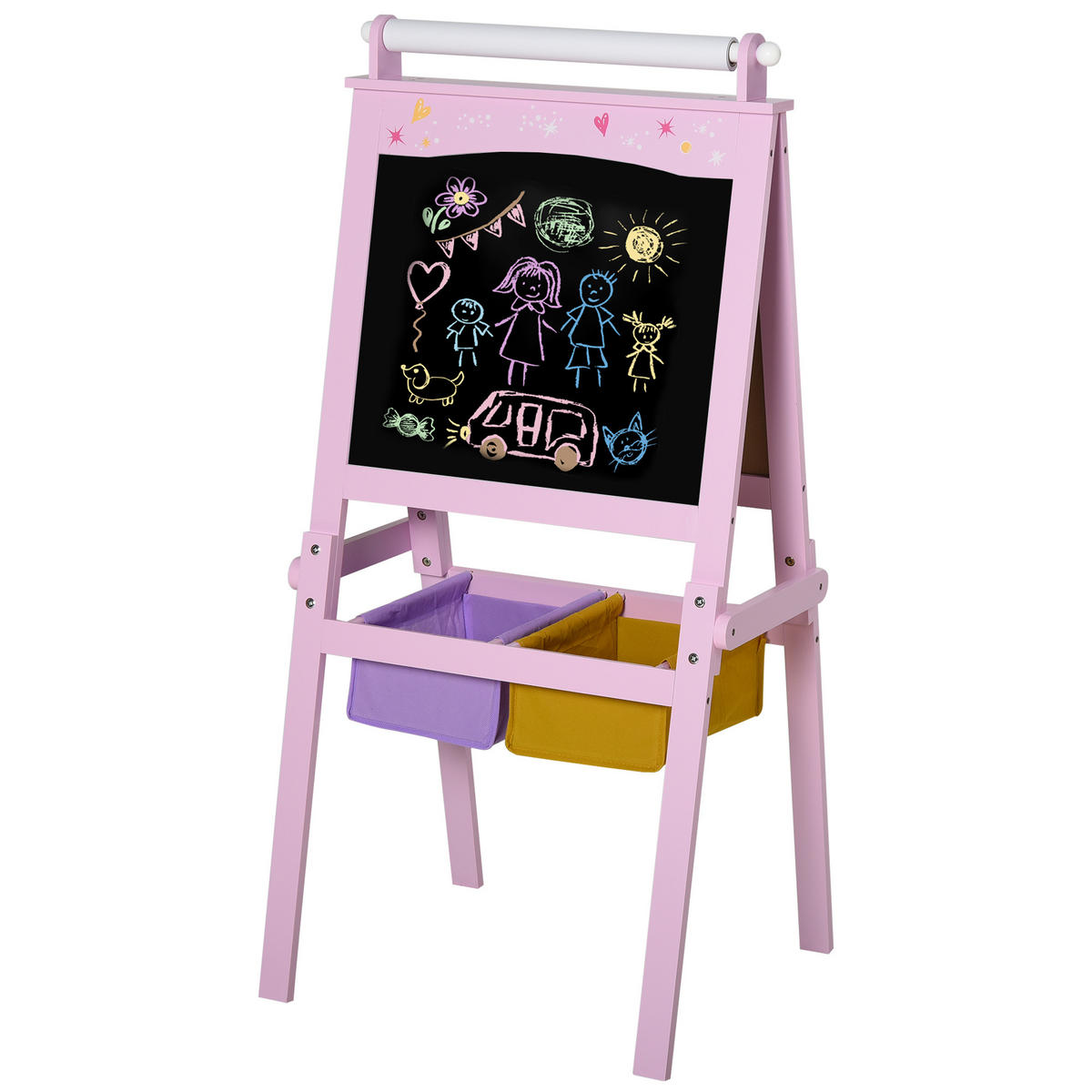 MALTAFEL DE-18175 3-in-1 mit Papierrolle Rosa - Pink, Holzwerkstoff (50.5/118/58.5cm) - ComfortXL