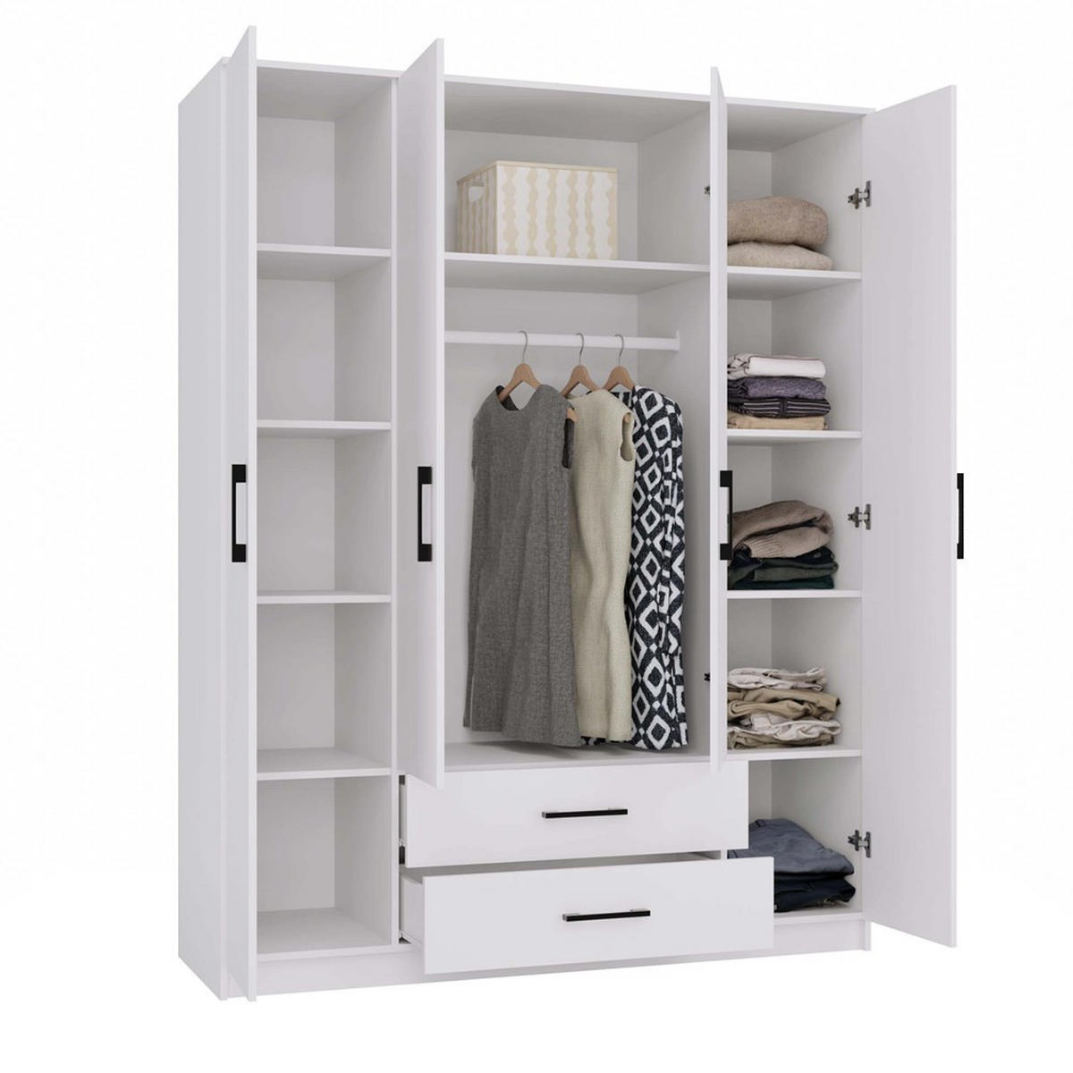 KLEIDERSCHRANK Weiß 160/205/52 - Weiß, Holzwerkstoff (160/205/52cm) - RAUMHIRSCH FURNITURE