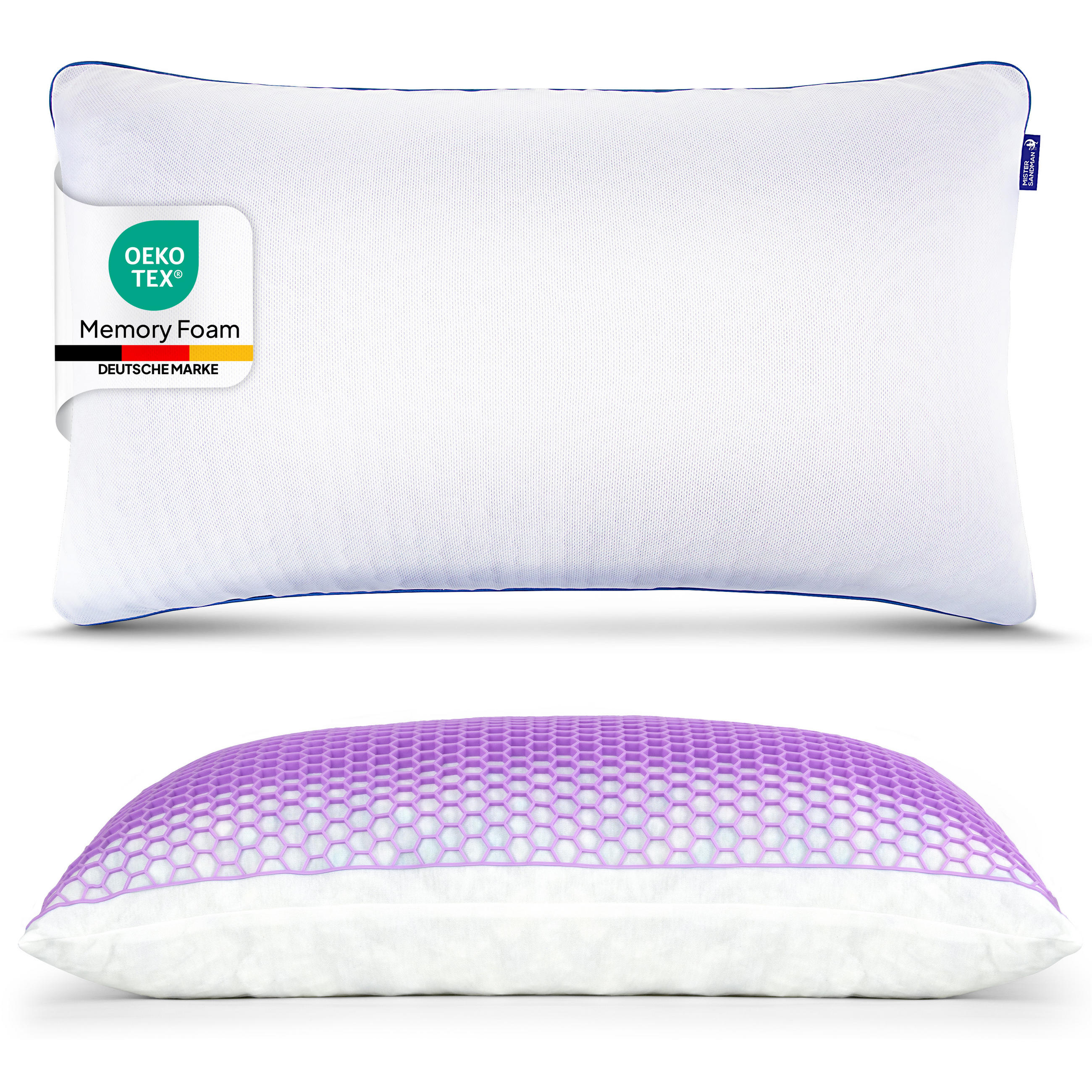 NACKENKISSEN 40x80 cm - Orthopädisches Kissen mit Memory Foam - kühlend und formstabil - für erholsamen Schlaf - Weiß, Textil (40/80cm) - Mister Sandman