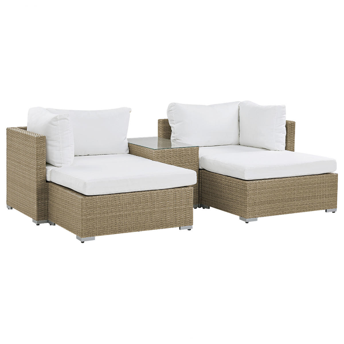 LOUNGE-SET 2-sitzer Rattan Hellbraun Noto - Braun, Kunststoff - Beliani