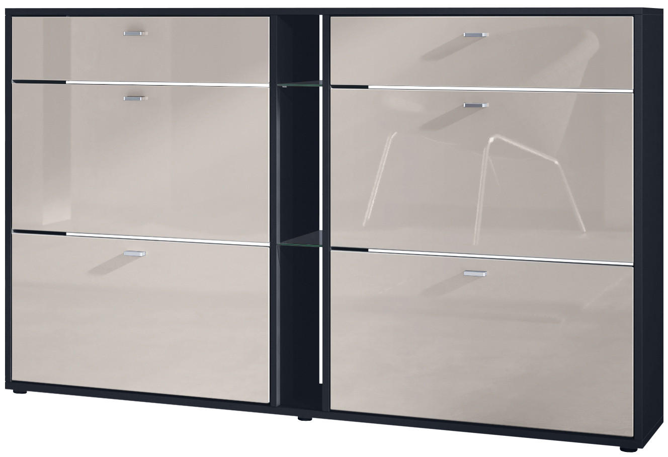 SCHUHSCHRANK Today Fronten in Sandgrau Hochglanz - Sandfarben, Holzwerkstoff (155.5/95/28cm) - Vladon