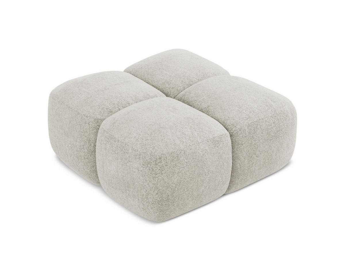 POUF Chenille Stoff Beige - Hellbraun/Schwarz, Holzwerkstoff/Kunststoff (90/39/90cm) - Makamii