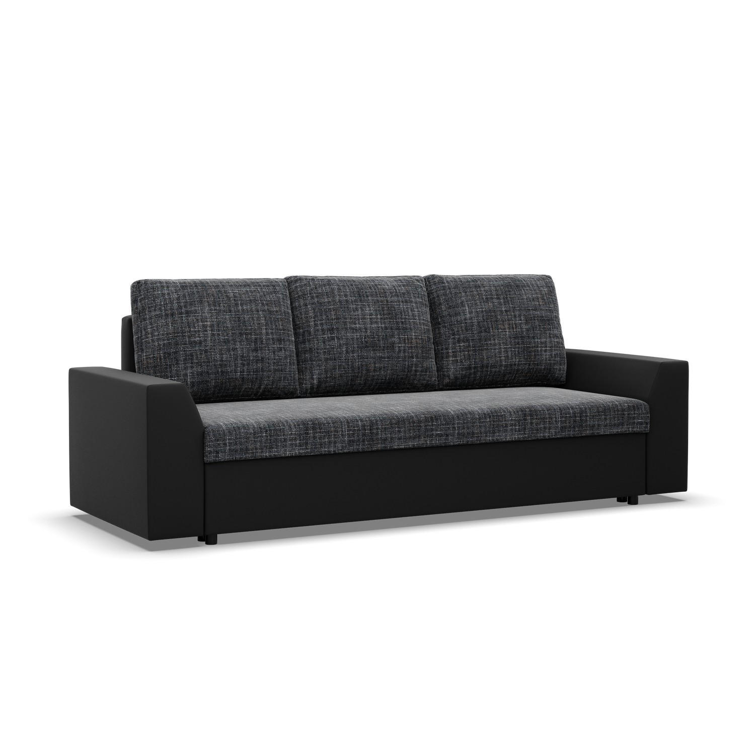 SOFA 3-SITZER MIT SCHLAFFUNKTION LUGO Dunkelgrau/Schwarz - Dunkelgrau/Schwarz, Textil (92/92/232cm) - Mebligo