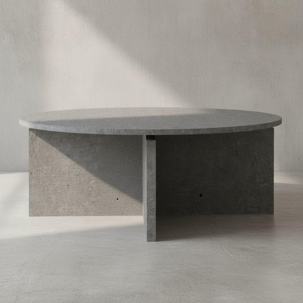 COUCHTISCH rund in Stein-Optik – modernes Design in Großformat, Grau 70x70x33 cm - Grau, Holzwerkstoff (70/70/33cm) - KADIMA DESIGN