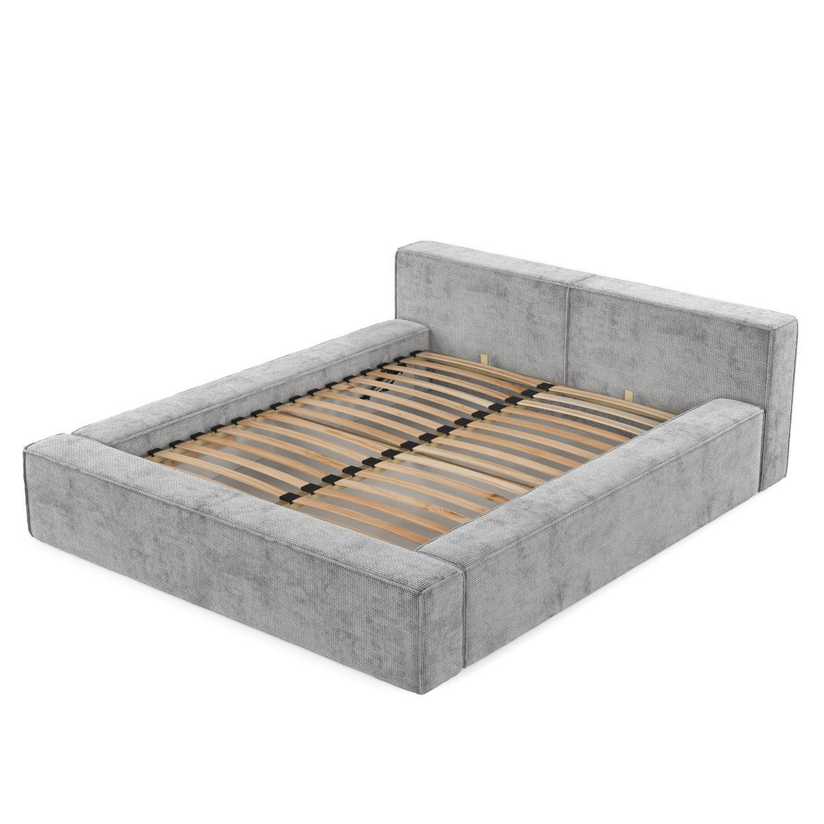 POLSTERBETT Casto mit Stauraum 200/200 cm Hellgrau im Bonita Stoff - Hellgrau/Schwarz, Holz/Holzwerkstoff (200/200cm) - AltaBeds