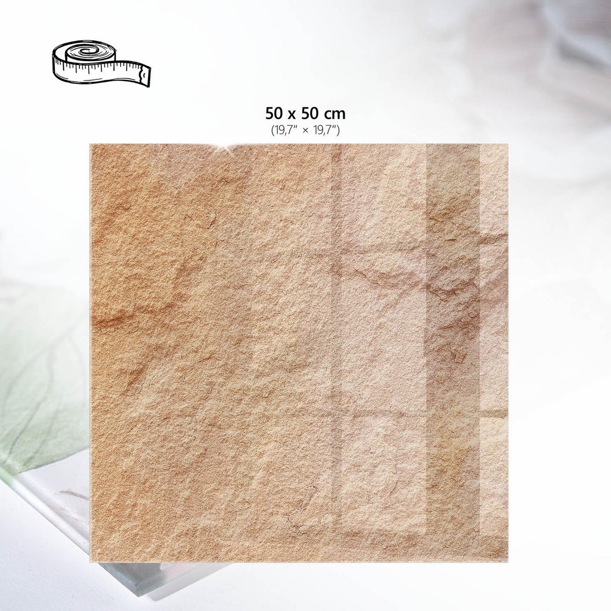 TISCHPLATTE 50x50 cm – Steintextur - Braun, Glas (50/50/0.4cm) - Wallfluent