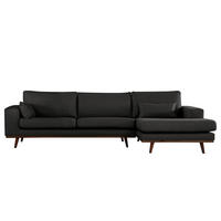 ECKSOFA mit Longchair - Buchefarben/Schwarz, Textil (281/153cm) - home24