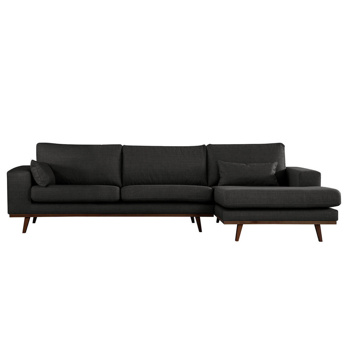 ECKSOFA mit Longchair - Buchefarben/Schwarz, Textil (281/153cm) - home24
