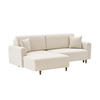ECKSOFA mit Schlaffunktion und linksseitiger Récamiere - mane 246/160/85 cm - Creme, Holz (160/246cm) - Calicosy