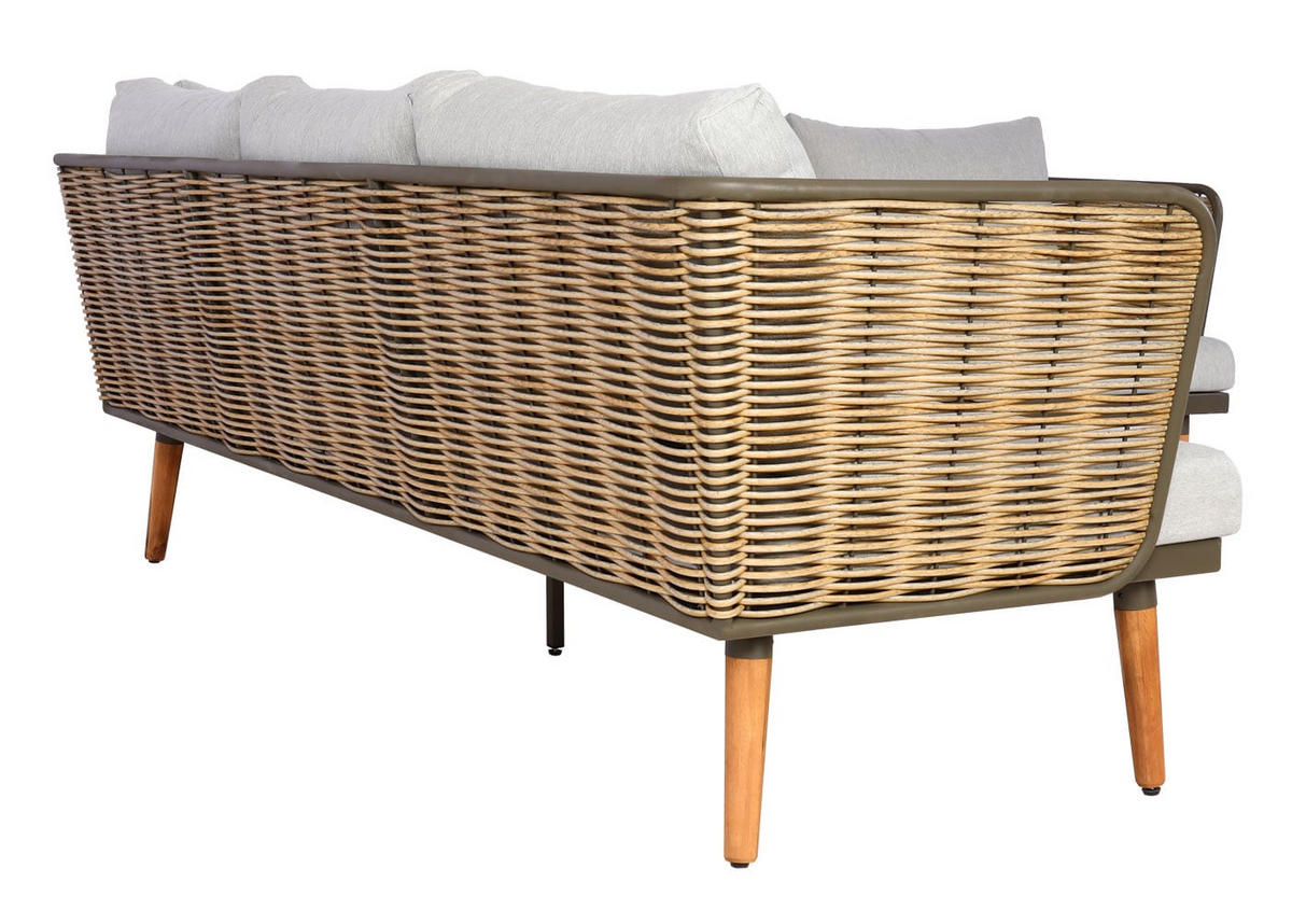 GARTENGARNITUR Poly-Rattan Hellgrau - Grau, Metall - PROREGAL