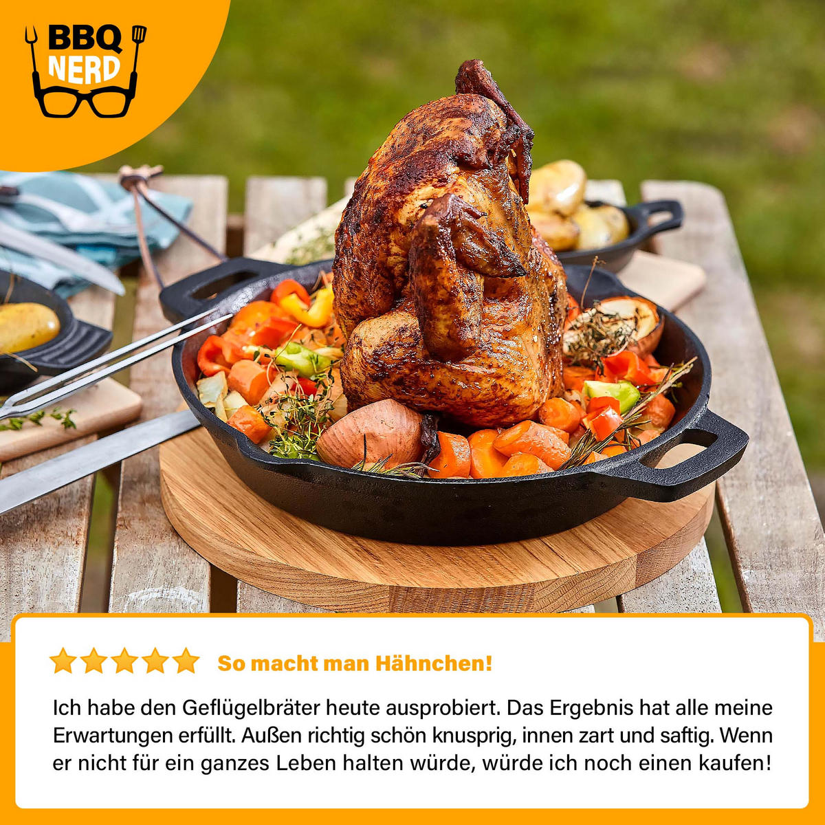 HÄHNCHENBRÄTER aus Gusseisen Ø28cm - Schwarz, Metall (29/12/29cm) - BBQ Nerd