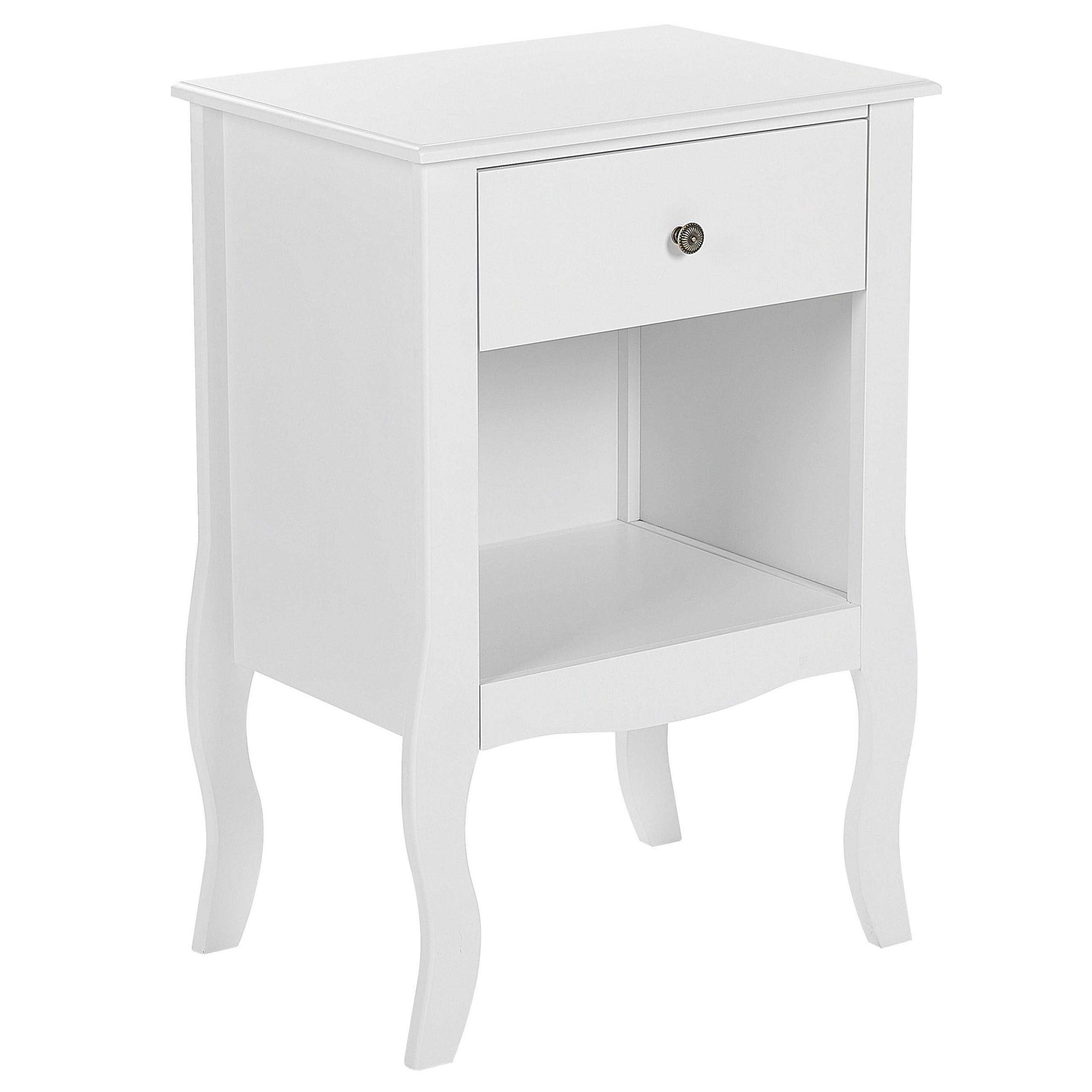 NACHTTISCH weiß 1 Schublade Lane - Weiß, Holzwerkstoff (48/70/34cm) - Beliani