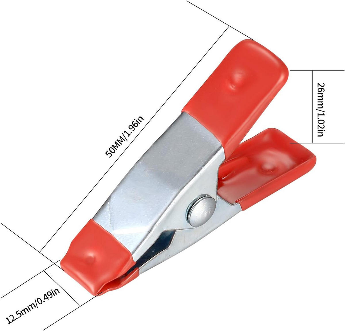 FEDERKLEMMEN – geeignet für Planen, Camping, Holzarbeiten, Modellbau – 5 cm, 20er-Packung - Rot, Metall (4.6/2.5/1cm) - DCA