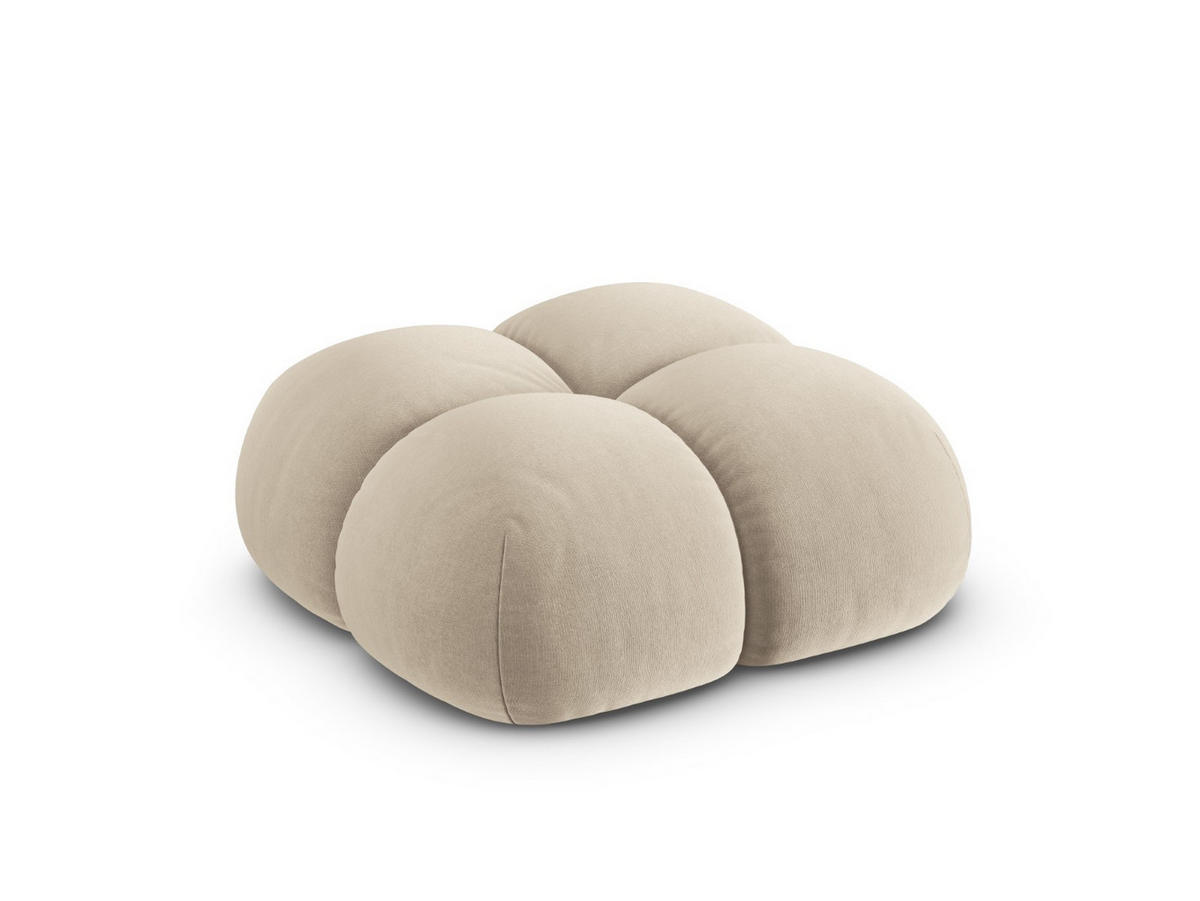 POUF Loretto aus Samt leichtes beige - Creme, Textil (90/40/90cm) - Cosmopolitan Design