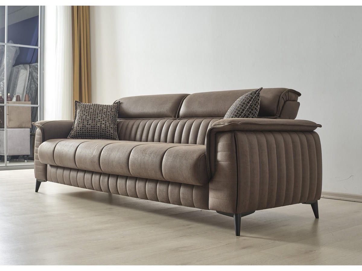 SITZGARNITUR Regina, Braun Stellvariante 3+3+1 - Braun, Holzwerkstoff/Kunststoff (243/85/95cm)
