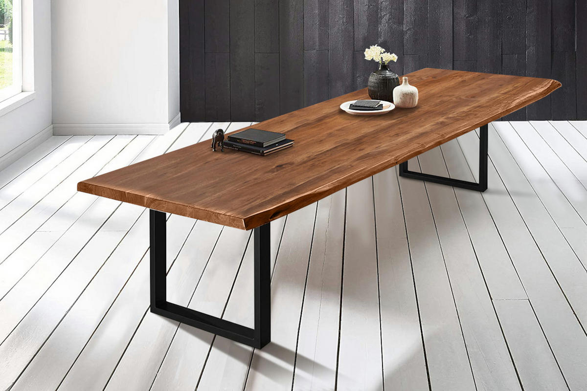 ESSTISCH VALIN - Schwarz/Braun, Holz/Metall (120/300/79cm) - SAM