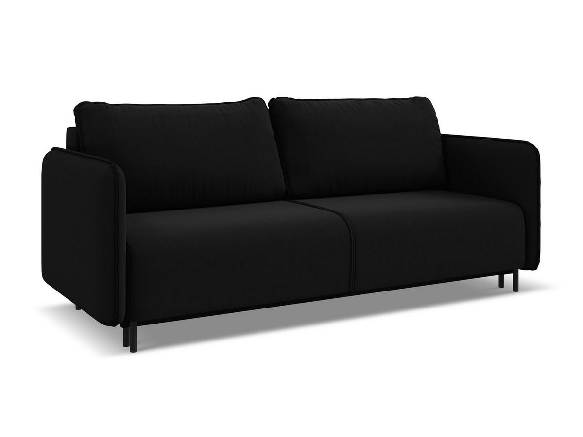 3-SITZER SOFA mit Schlaffunktion Samt Stoff Schwarz - Schwarz, Holz/Textil (226/90/92cm) - Makamii