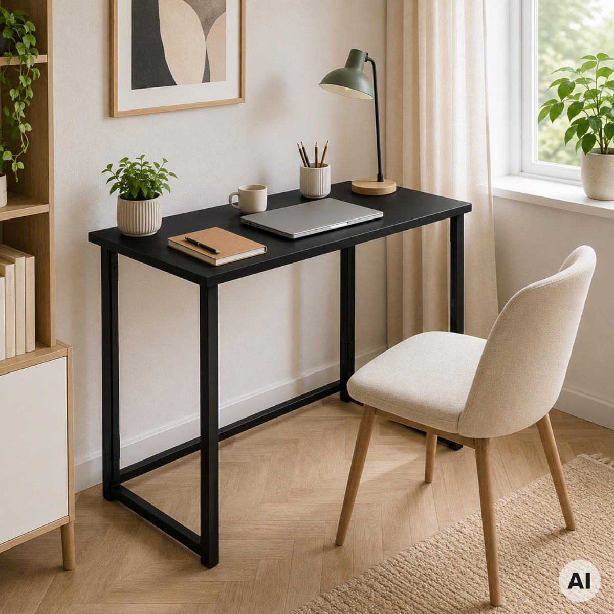 KLAPPSCHREIBTISCH MDF Metall Schwarz 80 x 40 x 74 cm platzsparend - Schwarz, Holzwerkstoff/Metall (40/80/74cm) - Begryf