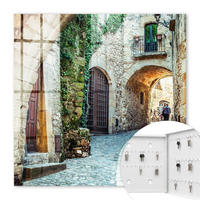 SCHLÜSSELBOX Weiß 30x30 cm – Türöffnung nach rechts - Historische Straße - Grau, Metall (30/30/5cm) - TULUP