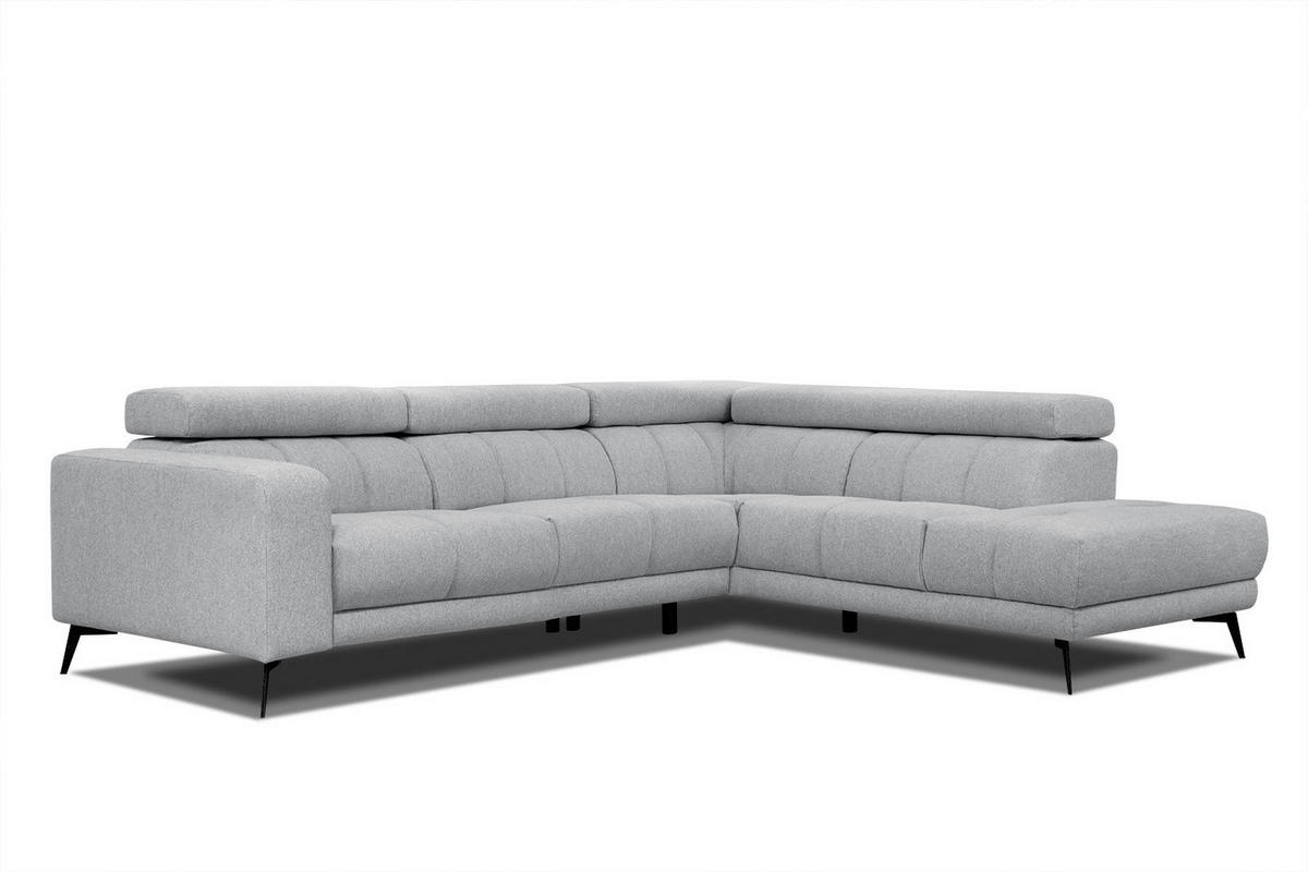 ECKSOFA MORELLO 5-Sitzer, silberfarben - Silberfarben/Schwarz, Holzwerkstoff/Textil (287/228cm) - Courtois Laville