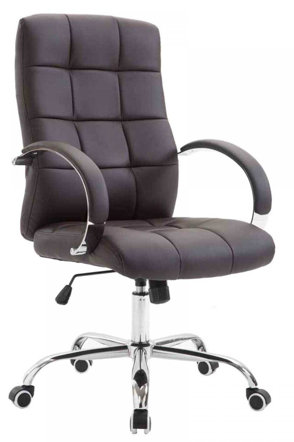 CHEFSESSEL Lederlook braun - Chromfarben/Braun, Textil/Metall (54/105/51cm) - CLP