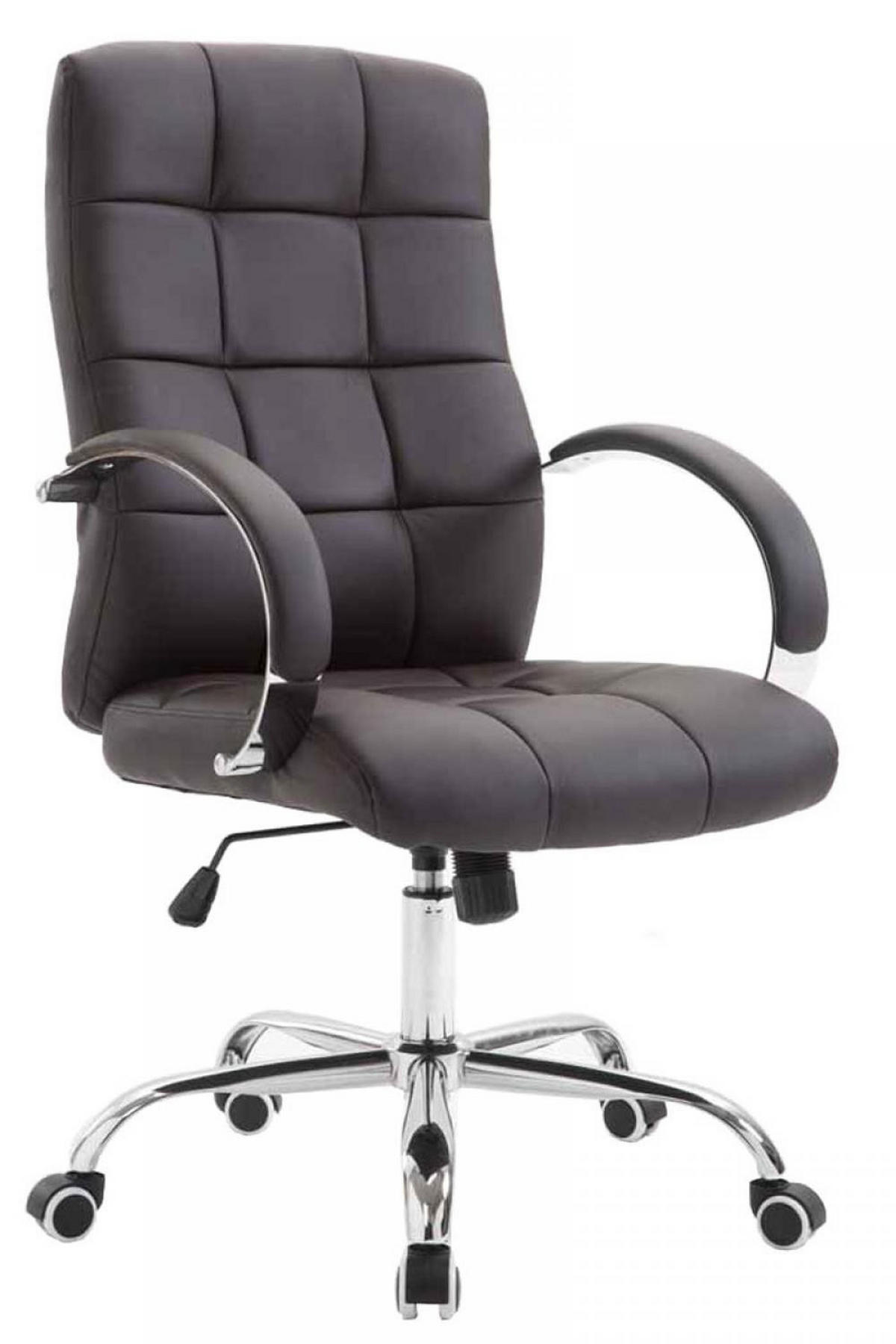 CHEFSESSEL Lederlook braun - Chromfarben/Braun, Textil/Metall (54/105/51cm) - CLP