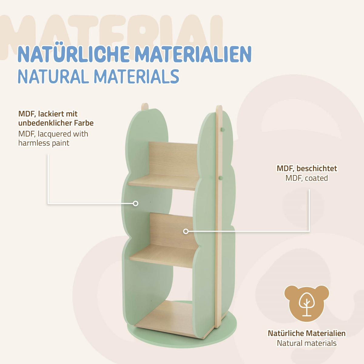 BÜCHERREGAL Baum - Naturfarben, Holz (48/96.5/47cm) - Joyz