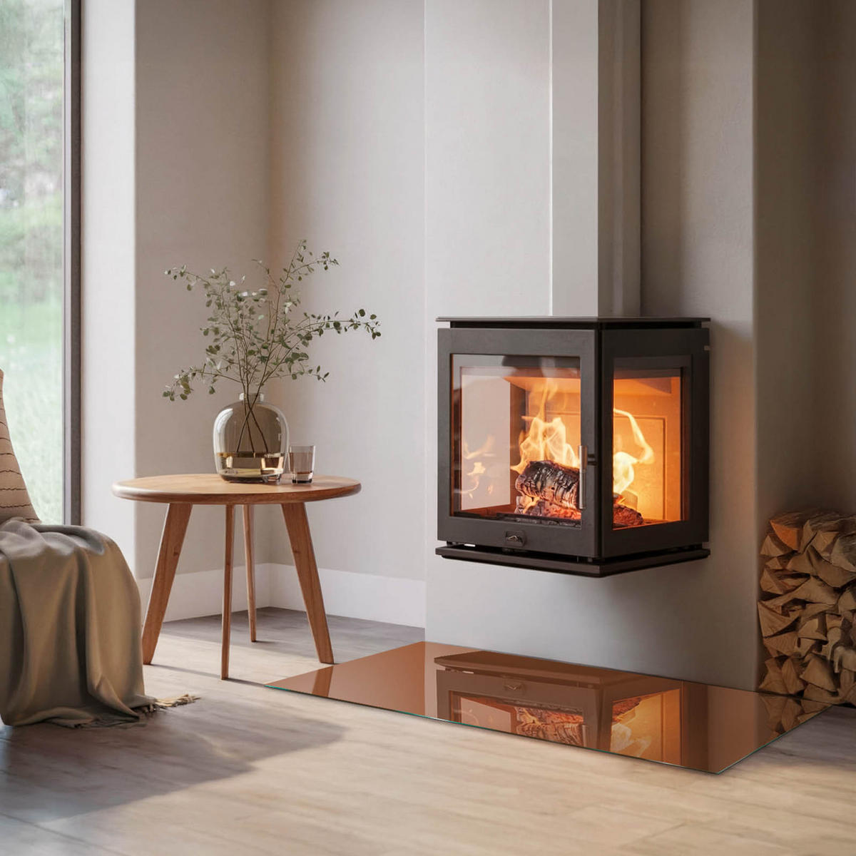 GLASPLATTE für Kamin 120x60 cm - Braun, Glas (120/60/0.4cm) - TULUP