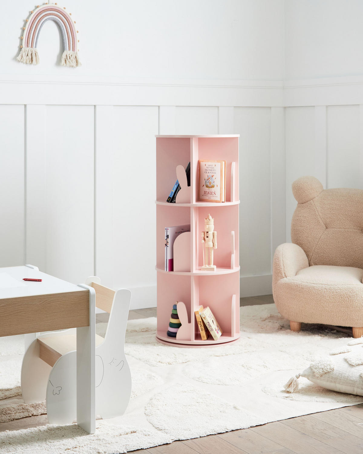 BÜCHERREGAL 94 cm Pastellrosa Caney - Pink, Holzwerkstoff (40/94/40cm) - Beliani