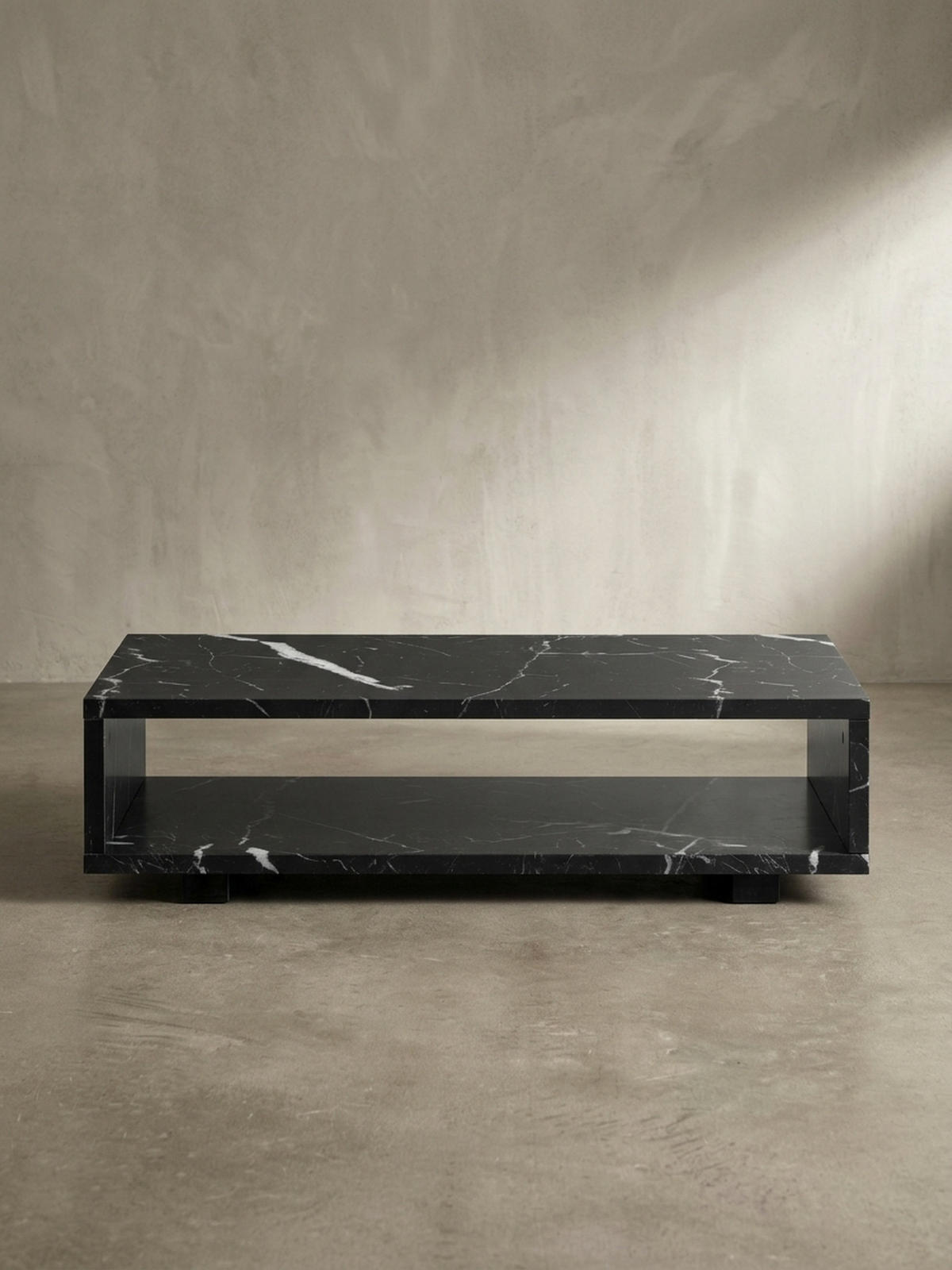 COUCHTISCH in Stein-Optik Modern mit Stauraum Rechteckig Schlicht, Schwarz 100x50x25 cm - Schwarz, Kunststoff (50/100/25cm) - KADIMA DESIGN