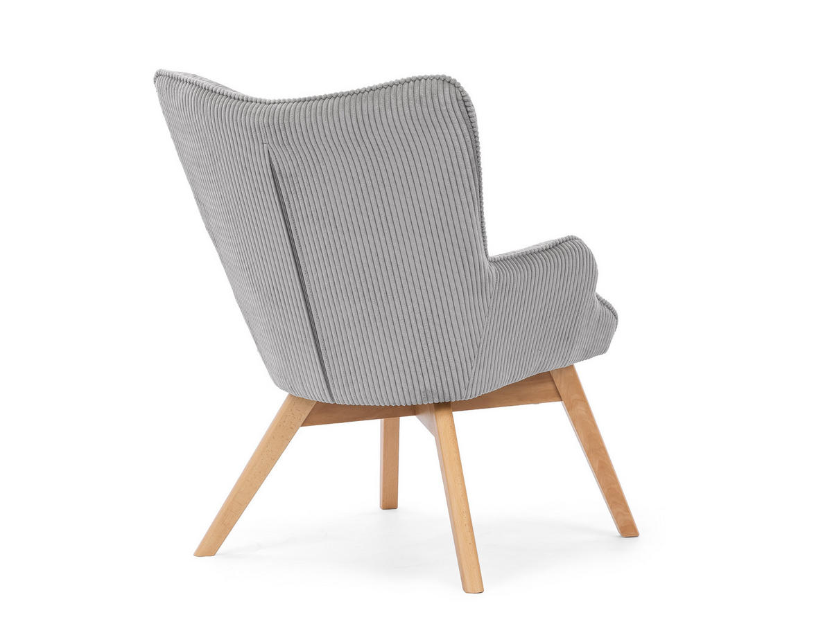 LOUNGESESSEL Lenari Hellgrau Cordstoff mit Füßen in Natur - Hellgrau/Naturfarben, Holz/Textil (71/96/86cm) - S-Style Möbel