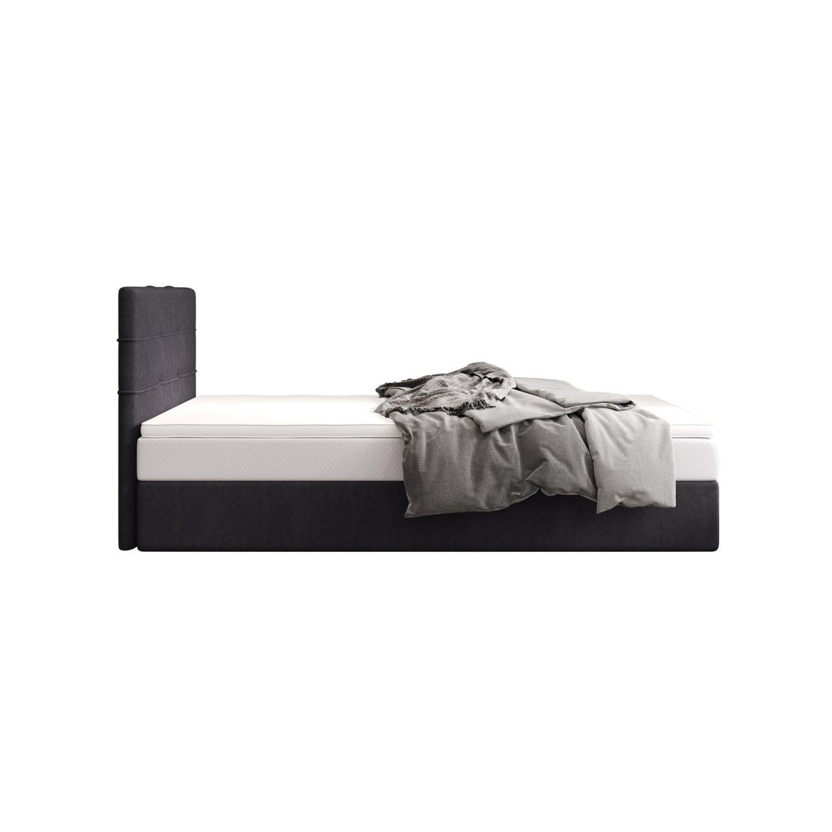 BOXBETT DUO 2 100x200 Cosmic 97, mit Matratze H3, Bonell und Topper, Grau - Grau, Holz/Kunststoff (100/200cm) - Bedante