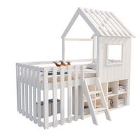 HAUSBETT 90x200 Weiß Massivholz Stauraum Leiter - Weiß, Holz (90/200cm) - FLIEKS