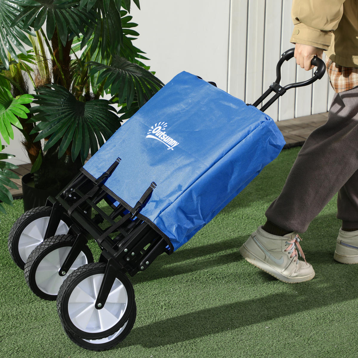 GARTENKARRE aus Stahl 93x49x75-100 cm in Dunkelblau mit 360°-Rädern - Dunkelblau, Metall (49/100/93cm) - Modfu