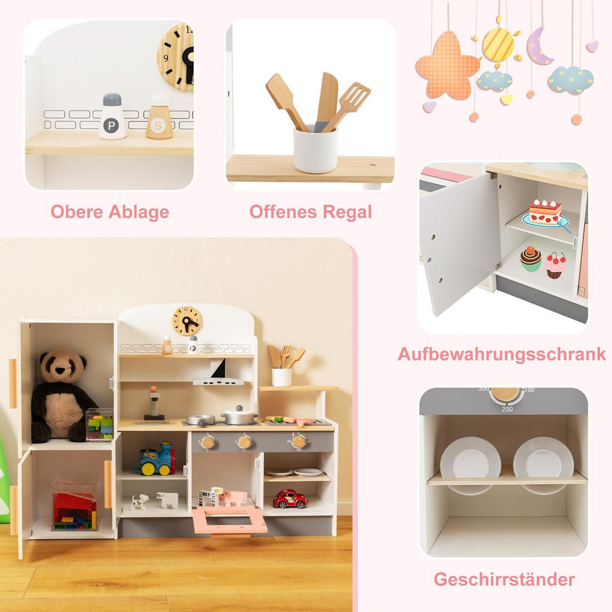 SPIELZEUGKÜCHE Multicolor - Multicolor, Holz (24/65/90cm) - COSTWAY